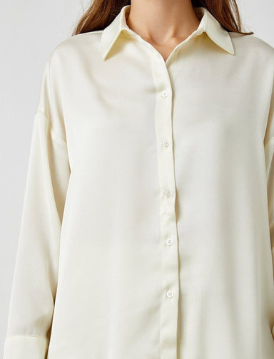 Crep Button-Up Shirt in Cream - Usolo Outfitters-KOTON
