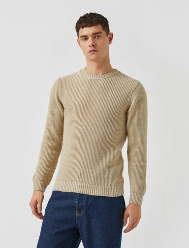 Crew Neck Sailor Sweater in Beige - Usolo Outfitters-KOTON