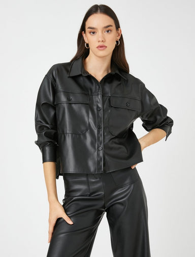 Faux Leather Shirt - Usolo Outfitters-KOTON