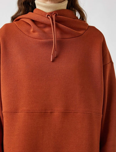 Oversize Hooded Sweatshirt in Brown - Usolo Outfitters-KOTON