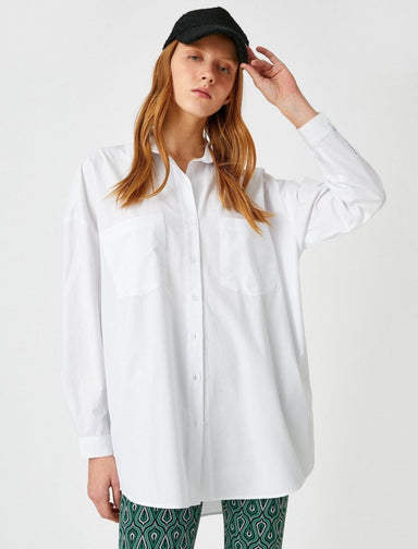 Oversized Poplin Shirt in White - Usolo Outfitters-KOTON