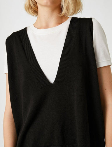 Oversized Sweater Vest in Black - Usolo Outfitters-KOTON