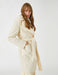 Women's Fur Collar Belted Coat in Cream