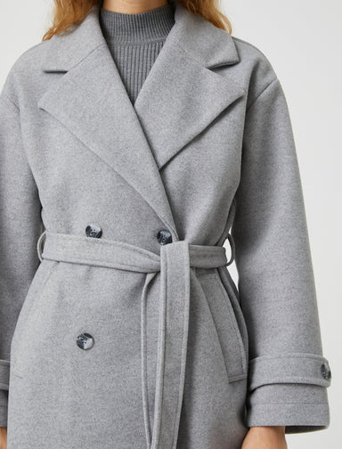  Women's Wrapped Waistbanded Coat in Grey