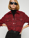 Women's Red Checked Pocket Snap Button Shacket