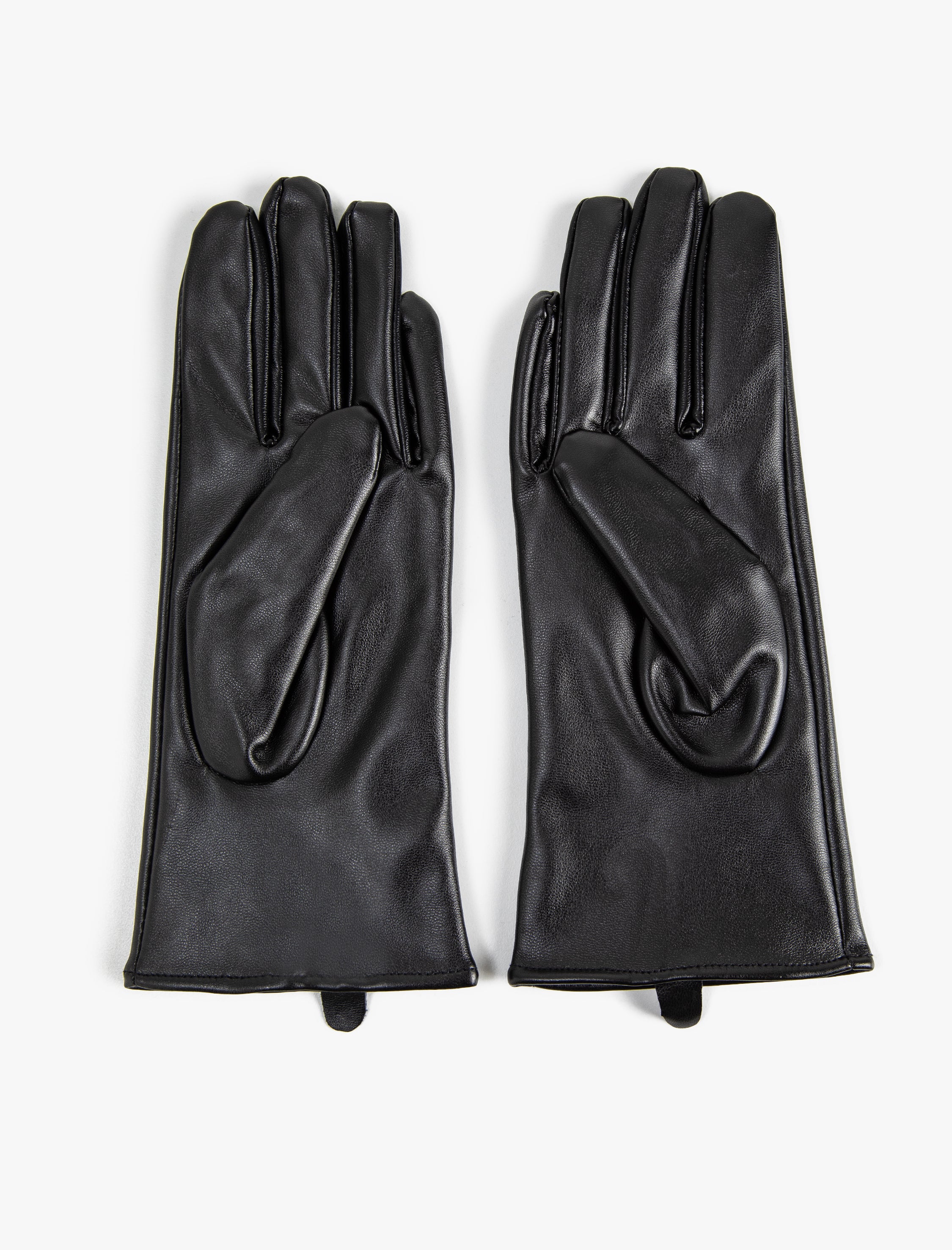 Women's Black Vegan Leather Gloves