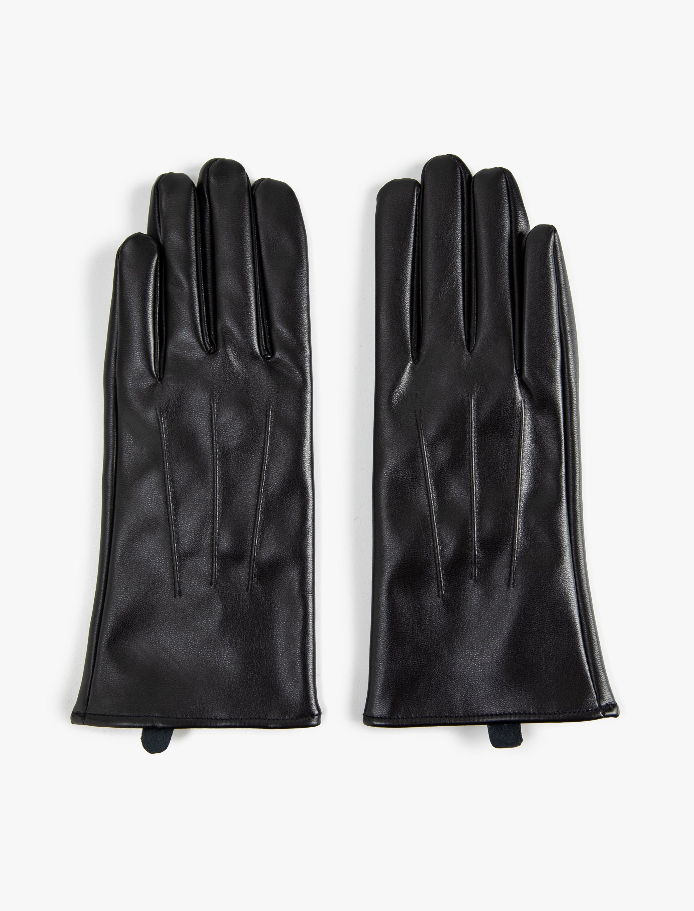 Women's Black Vegan Leather Gloves