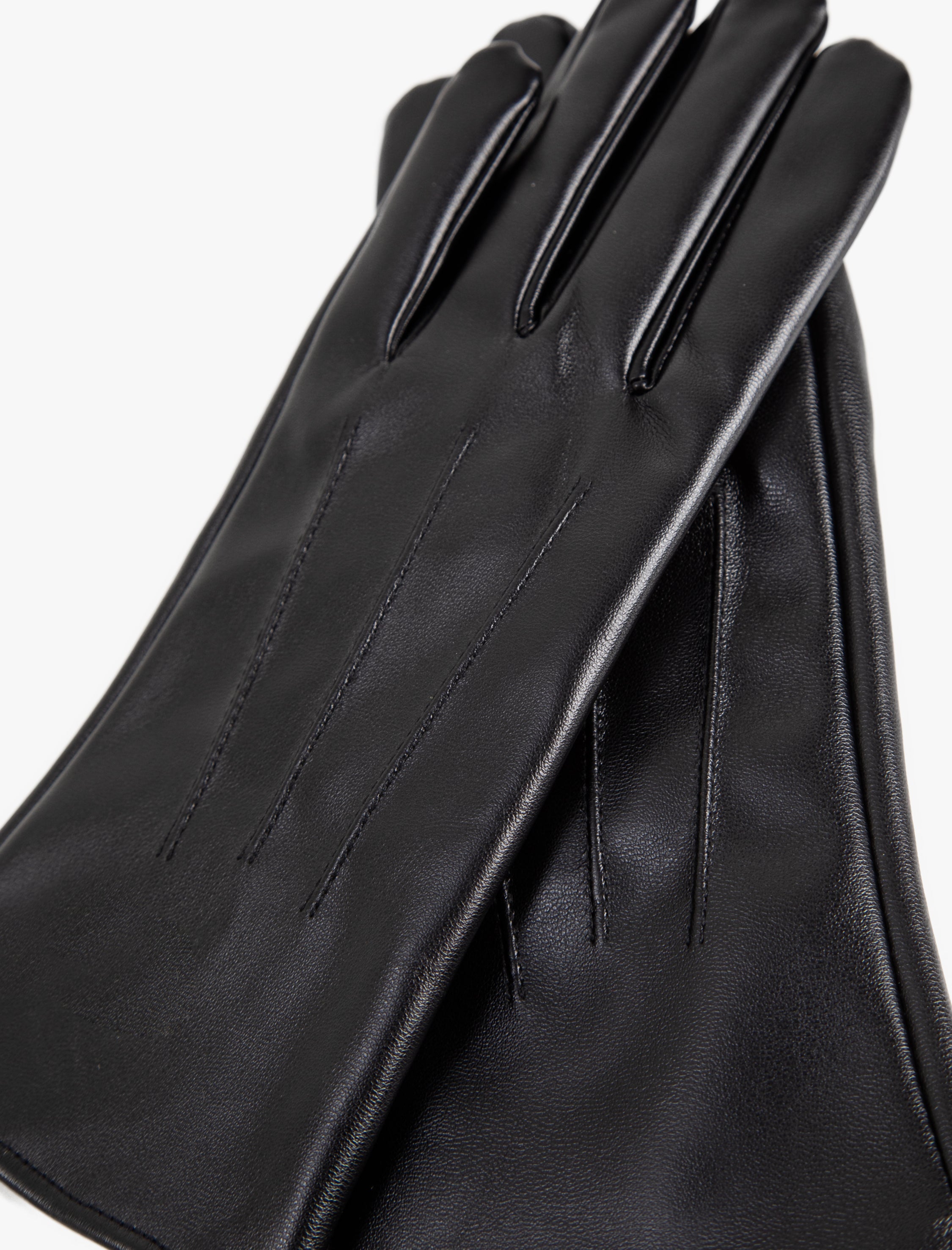 Women's Black Vegan Leather Gloves