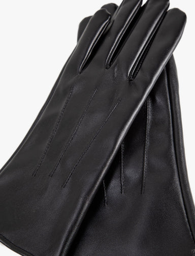 Women's Black Vegan Leather Gloves