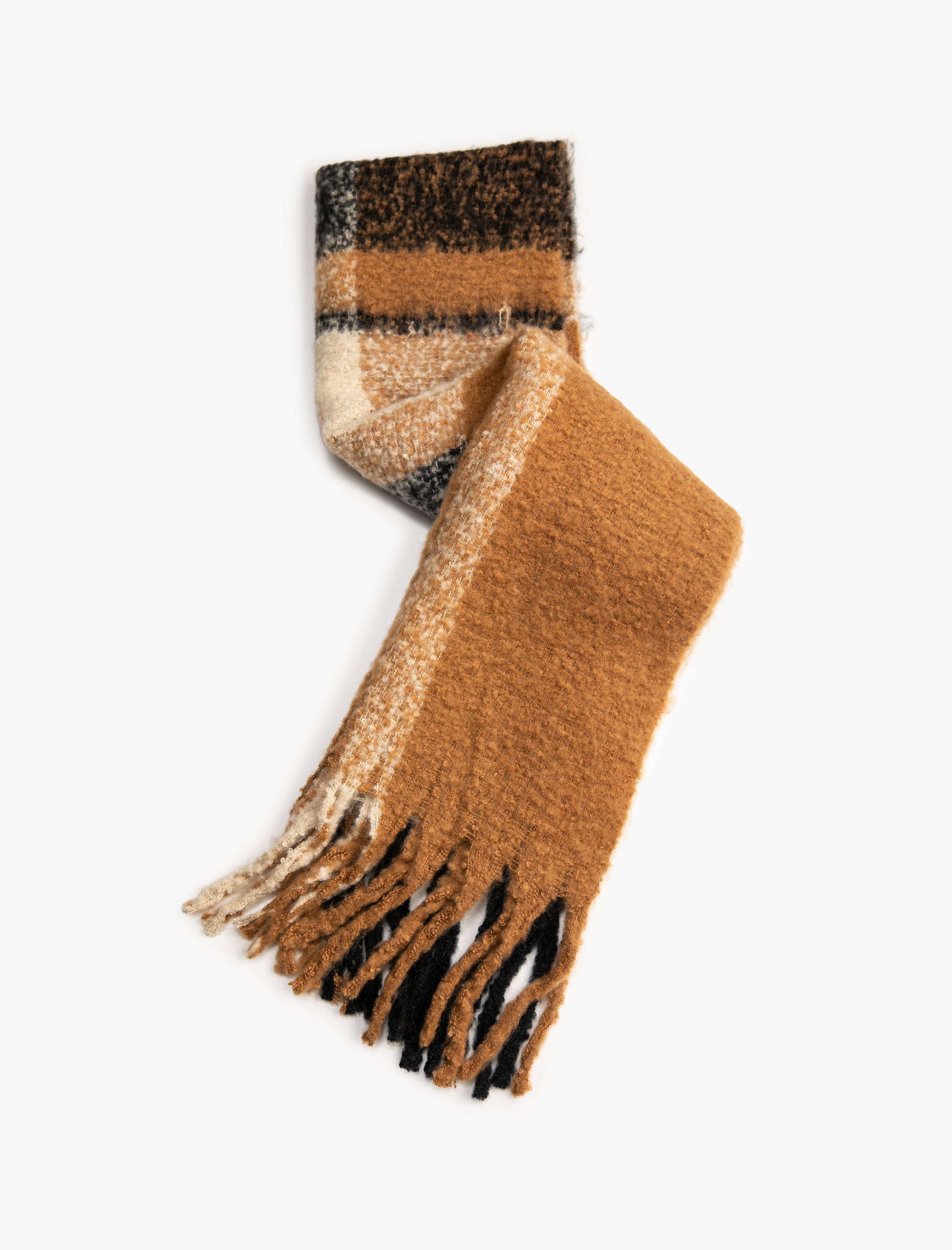 Women's Camel Checkered Scarf