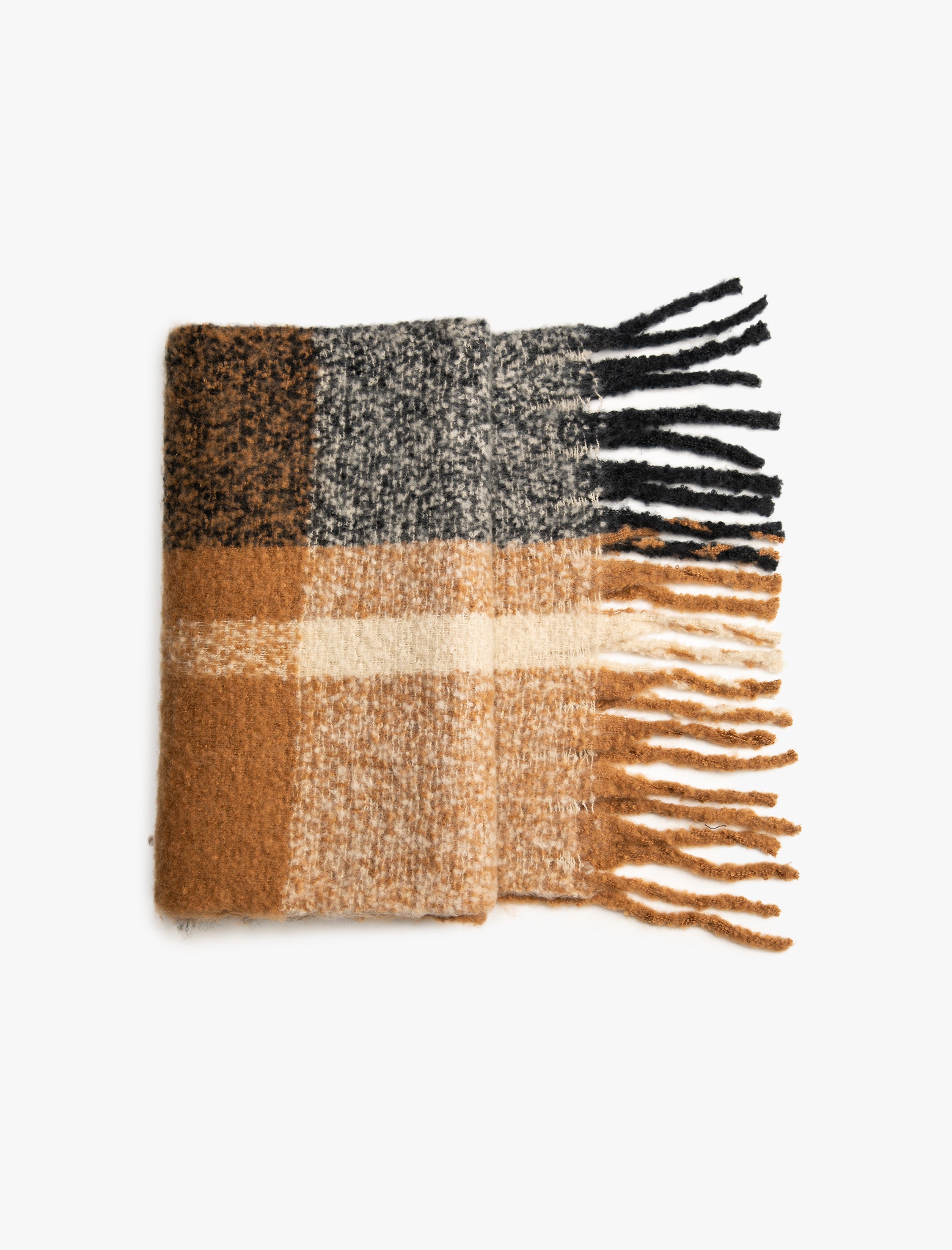 Women's Camel Checkered Scarf