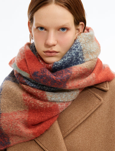 Women's Burgundy Checkered Scarf