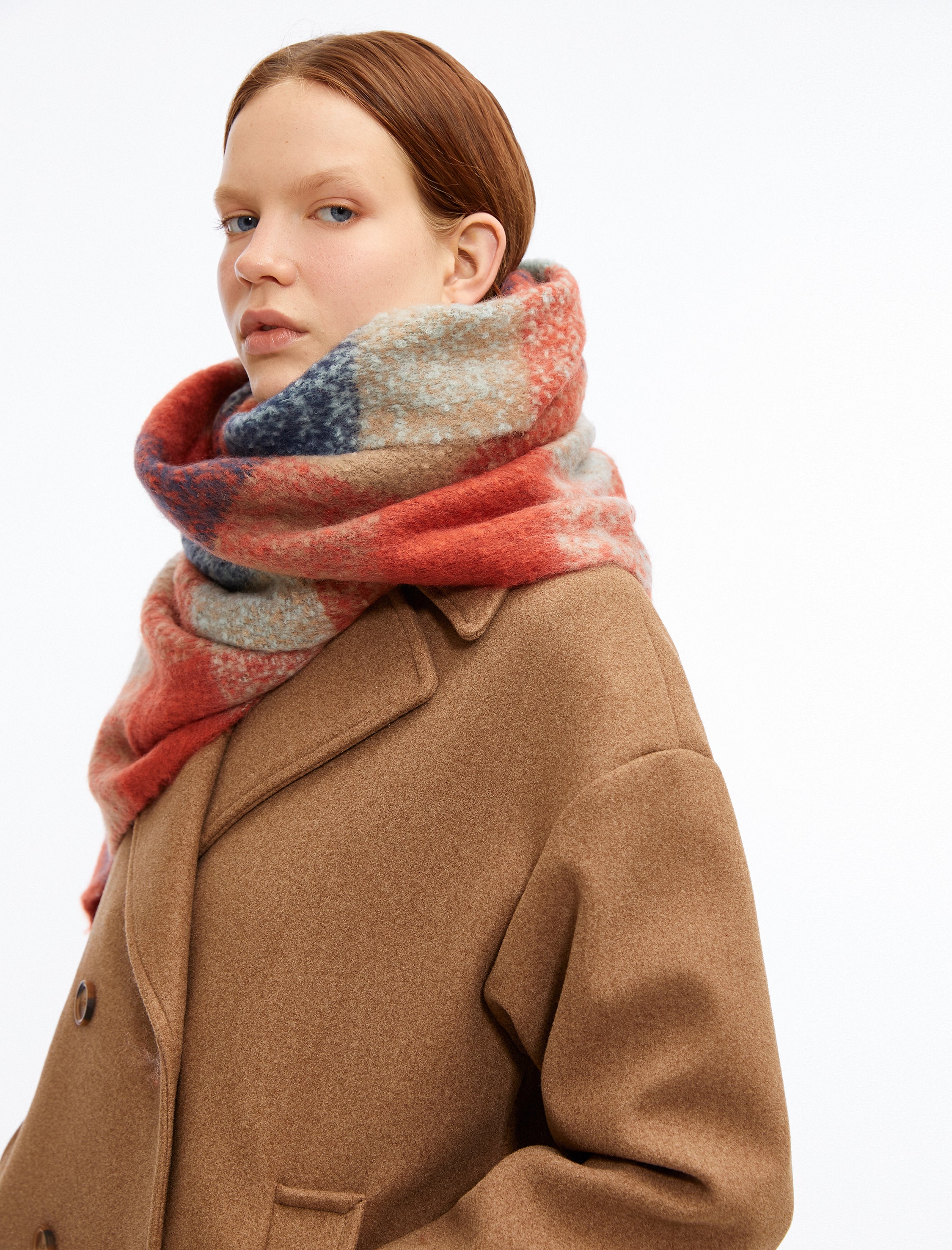 Women's Burgundy Checkered Scarf