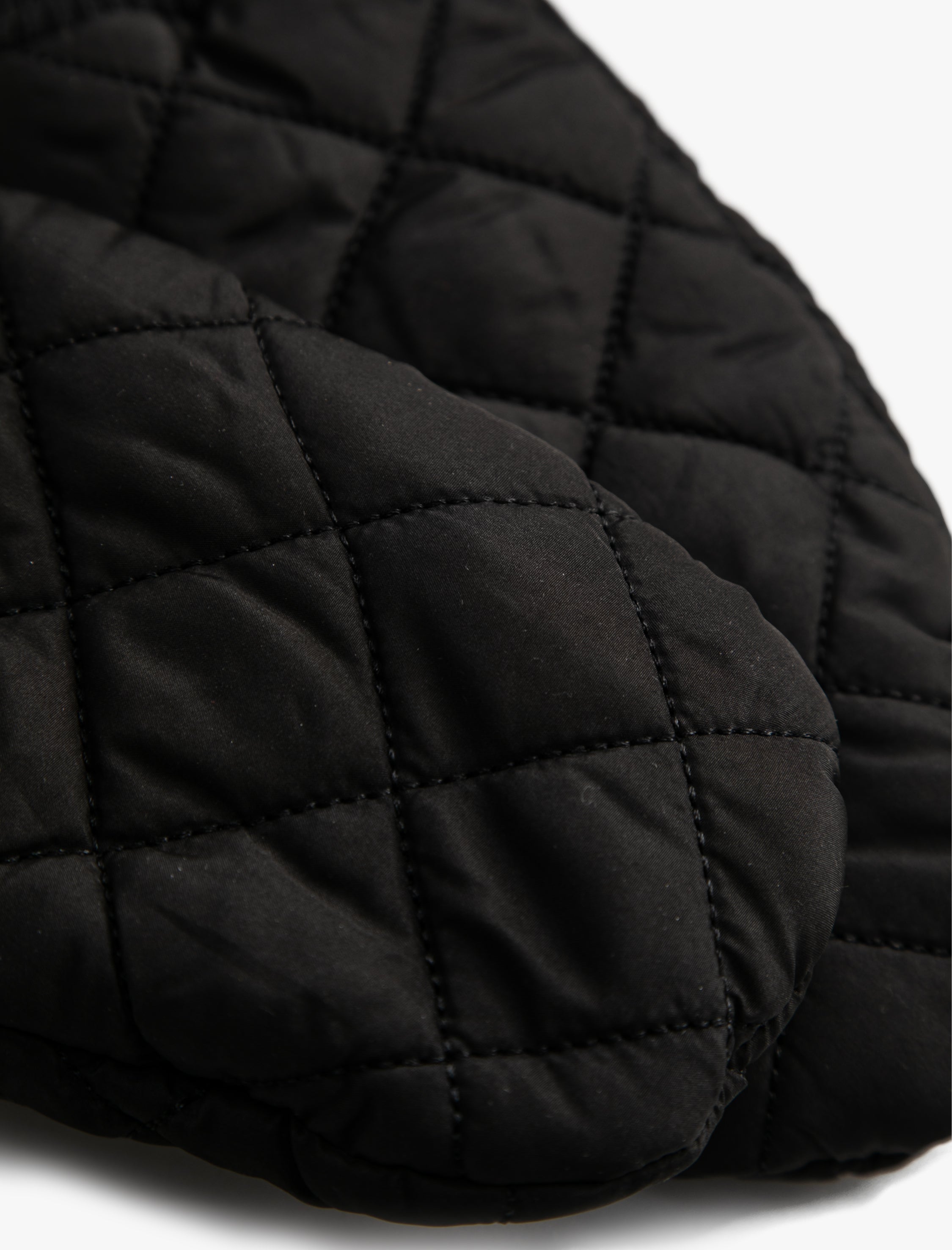 Women's Puffer Quilted Ribbed Gloves in Black