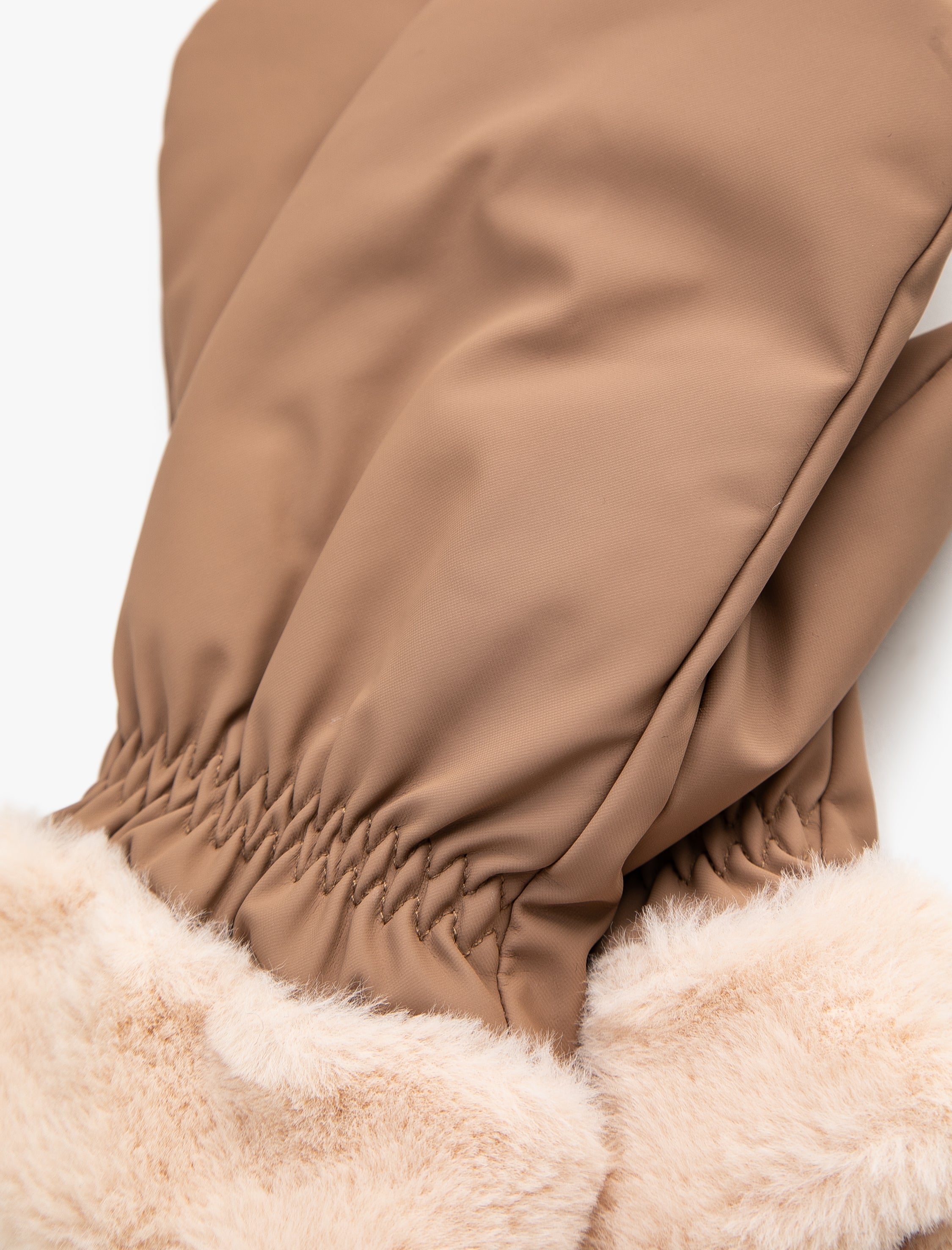 Women's Leather Gloves Faux Fur Lined in Camel