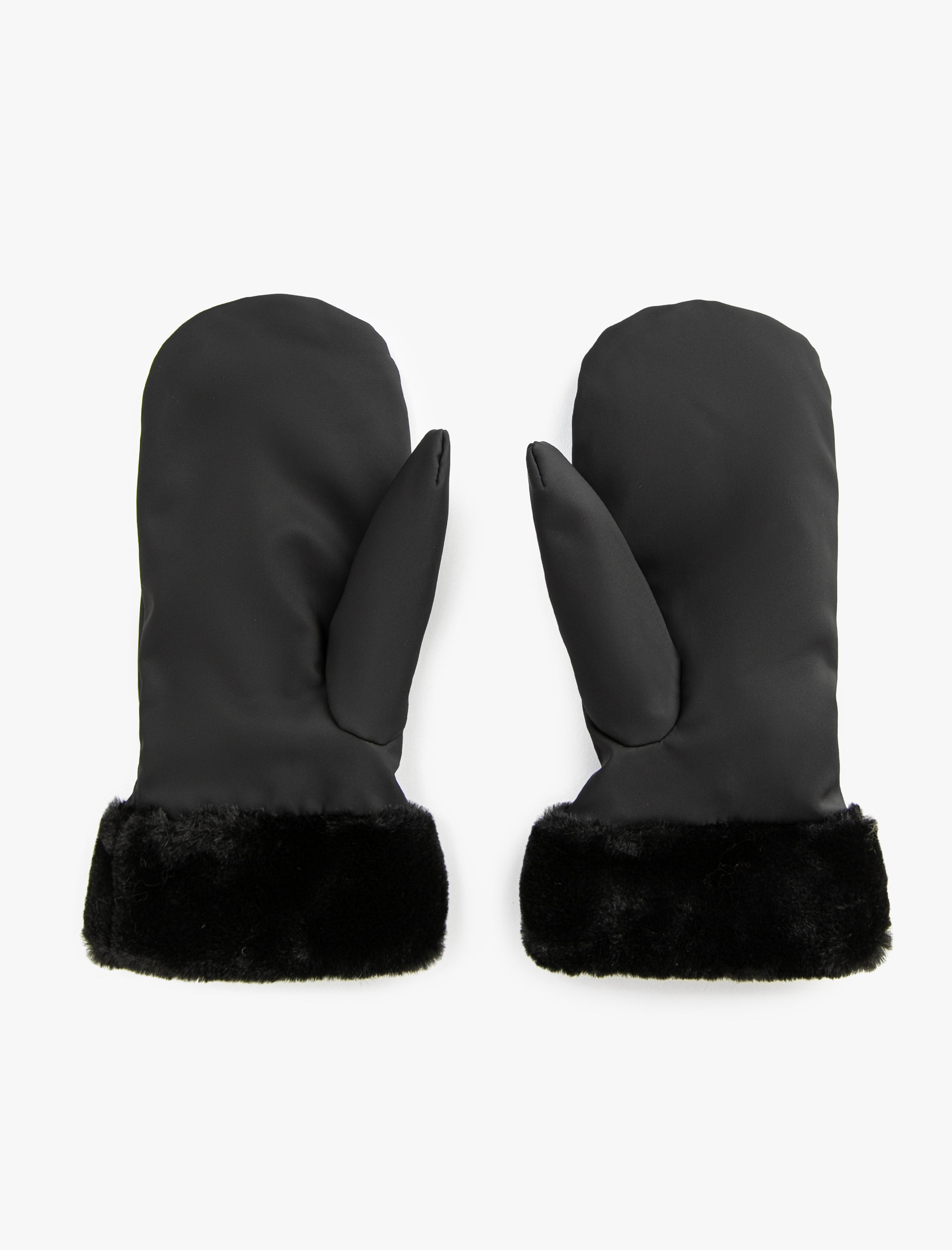 Women's Leather Gloves Faux Fur Lined in Black
