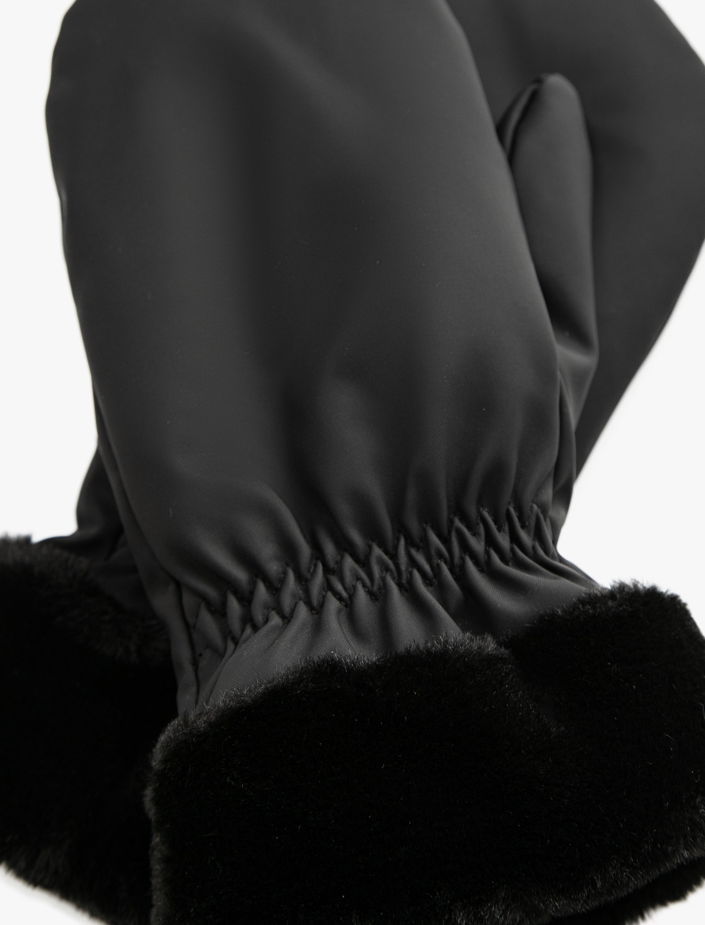 Women's Leather Gloves Faux Fur Lined in Black