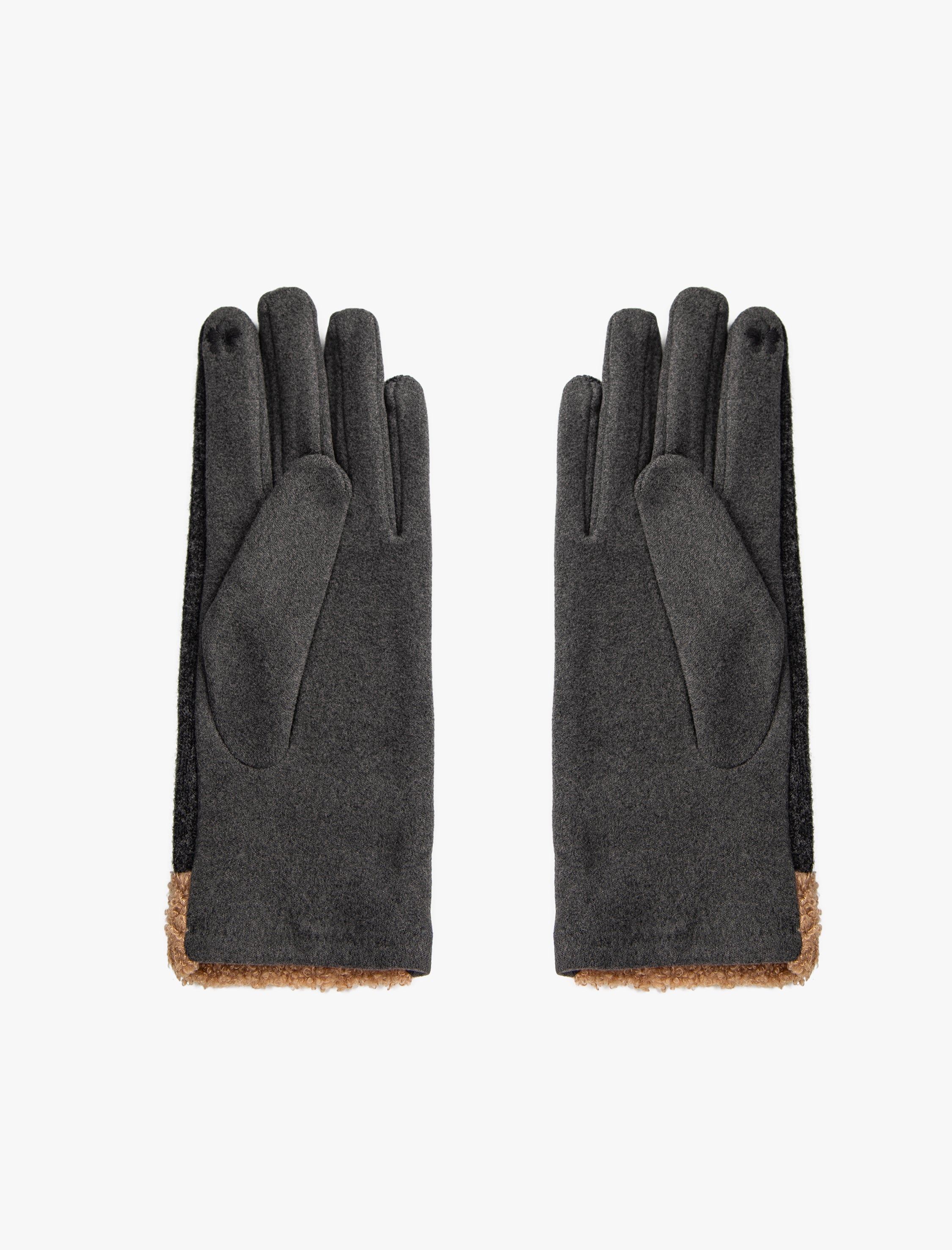 Women's Felted Fur Lined Gloves in Grey