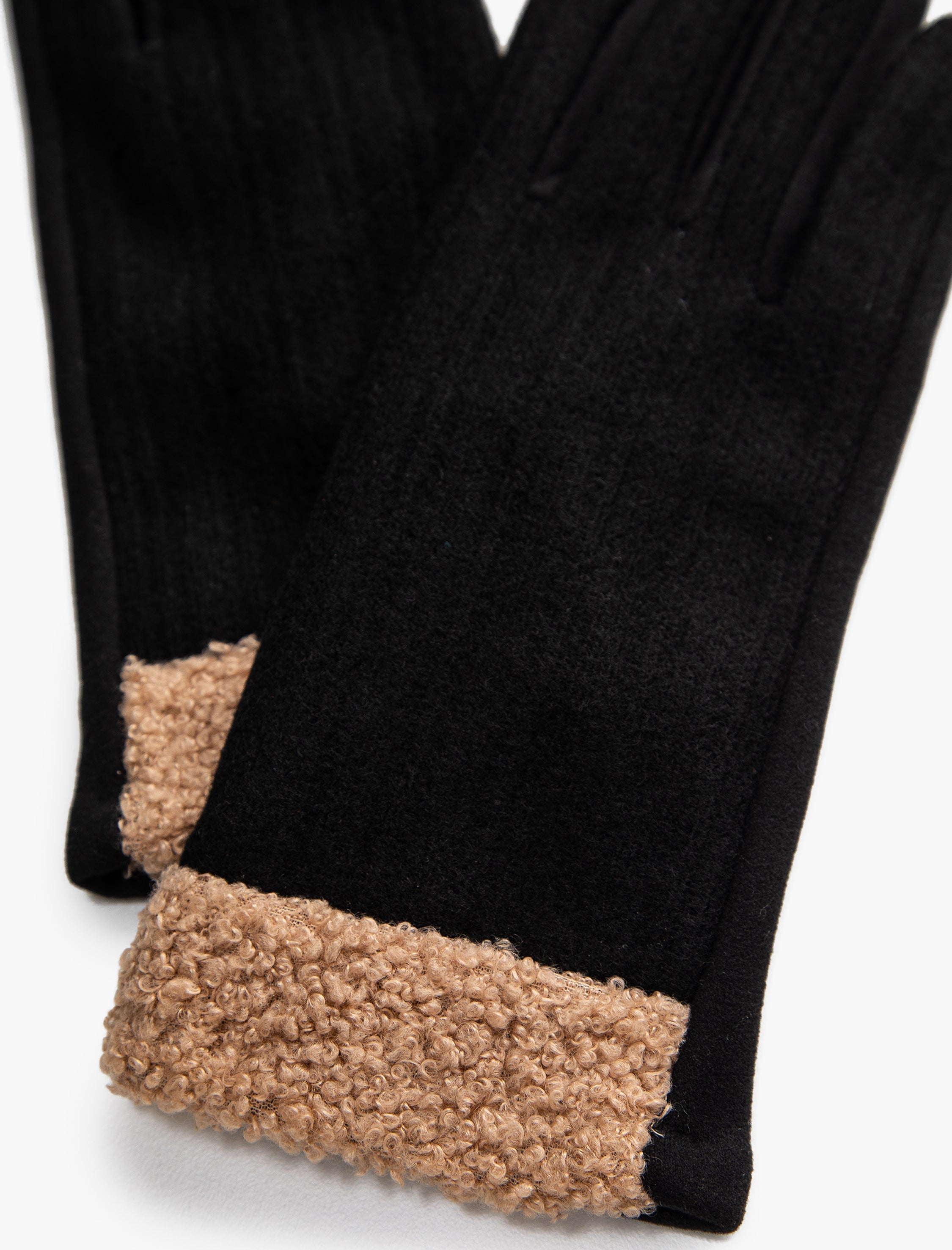 Women's Felted Fur Lined Gloves in Black