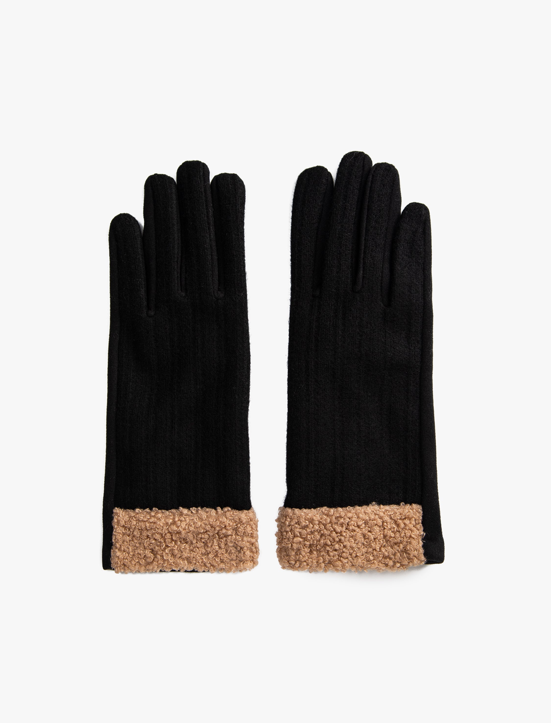 Women's Felted Fur Lined Gloves in Black