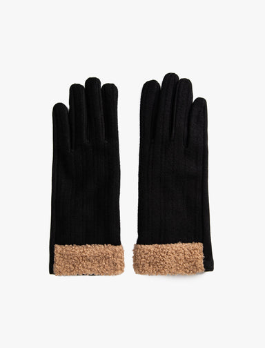Women's Felted Fur Lined Gloves in Black