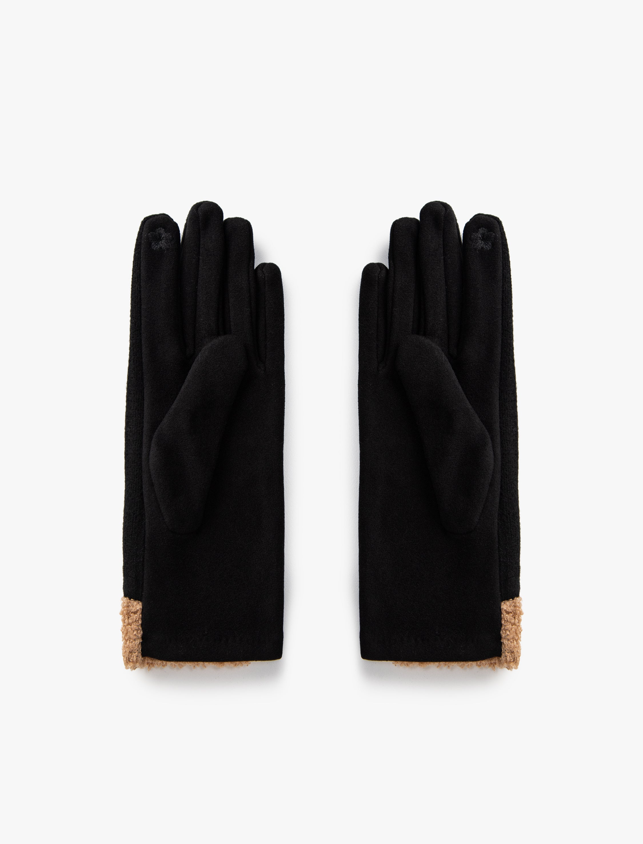 Women's Felted Fur Lined Gloves in Black