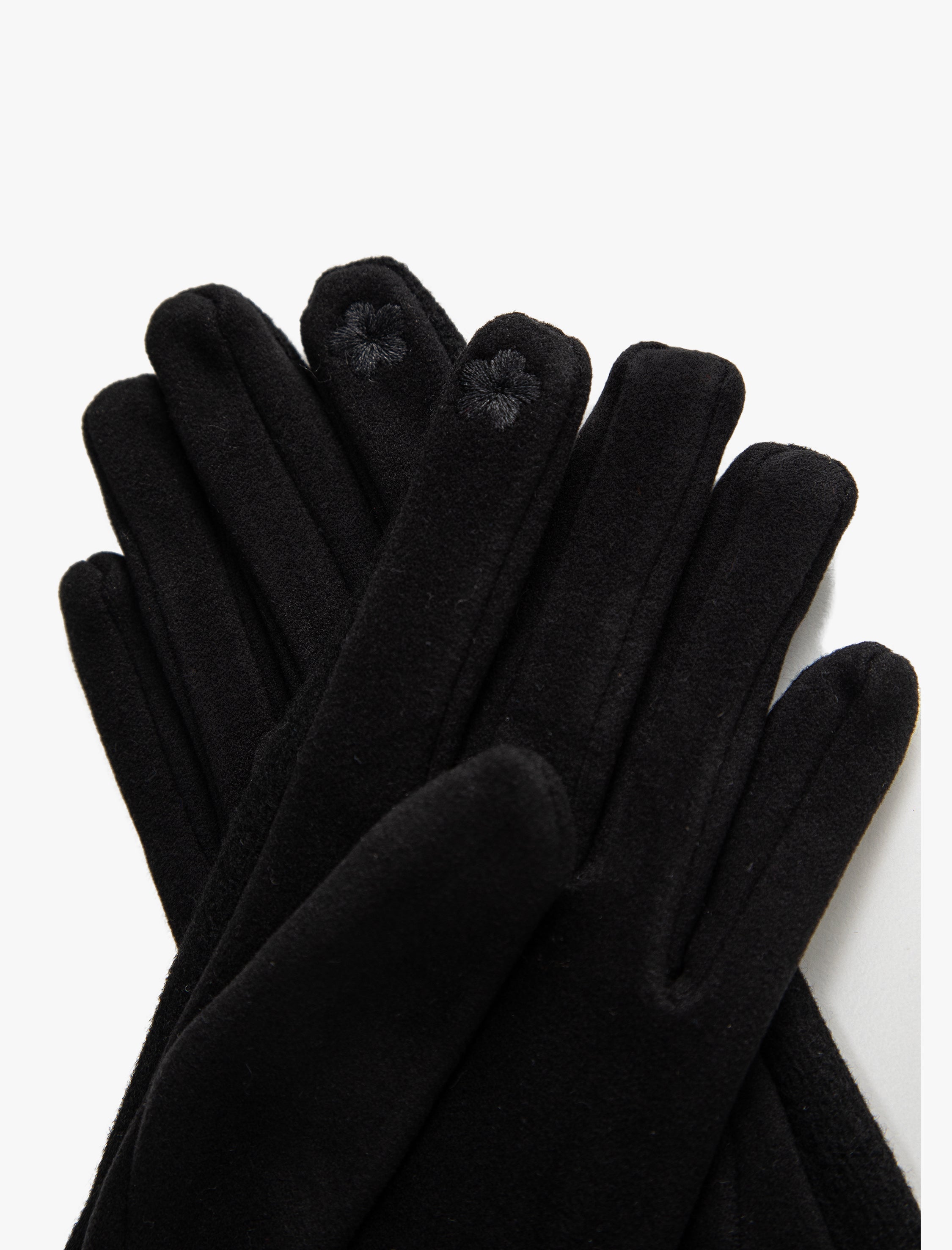 Women's Felted Fur Lined Gloves in Black