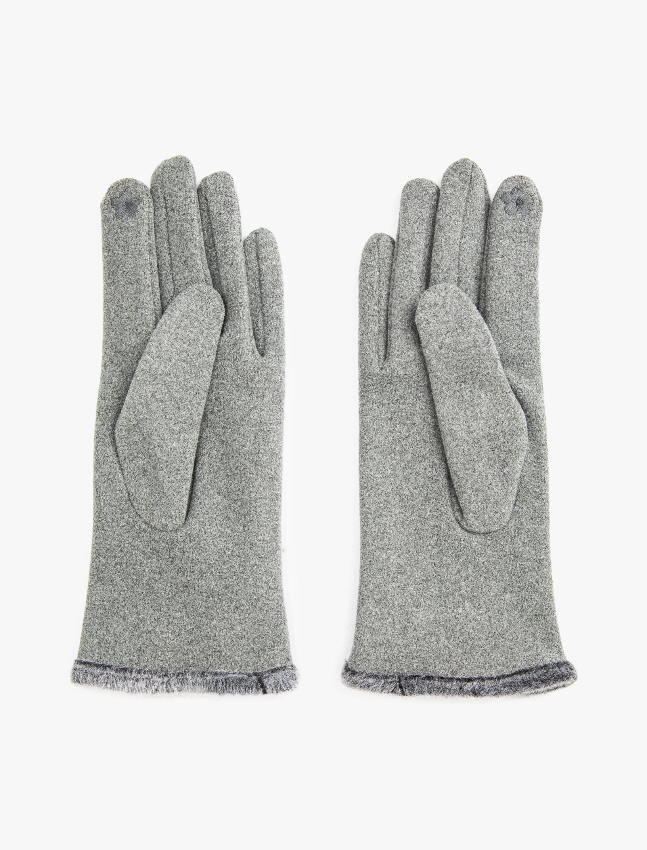 Women's Grey Suede Gloves with Bow