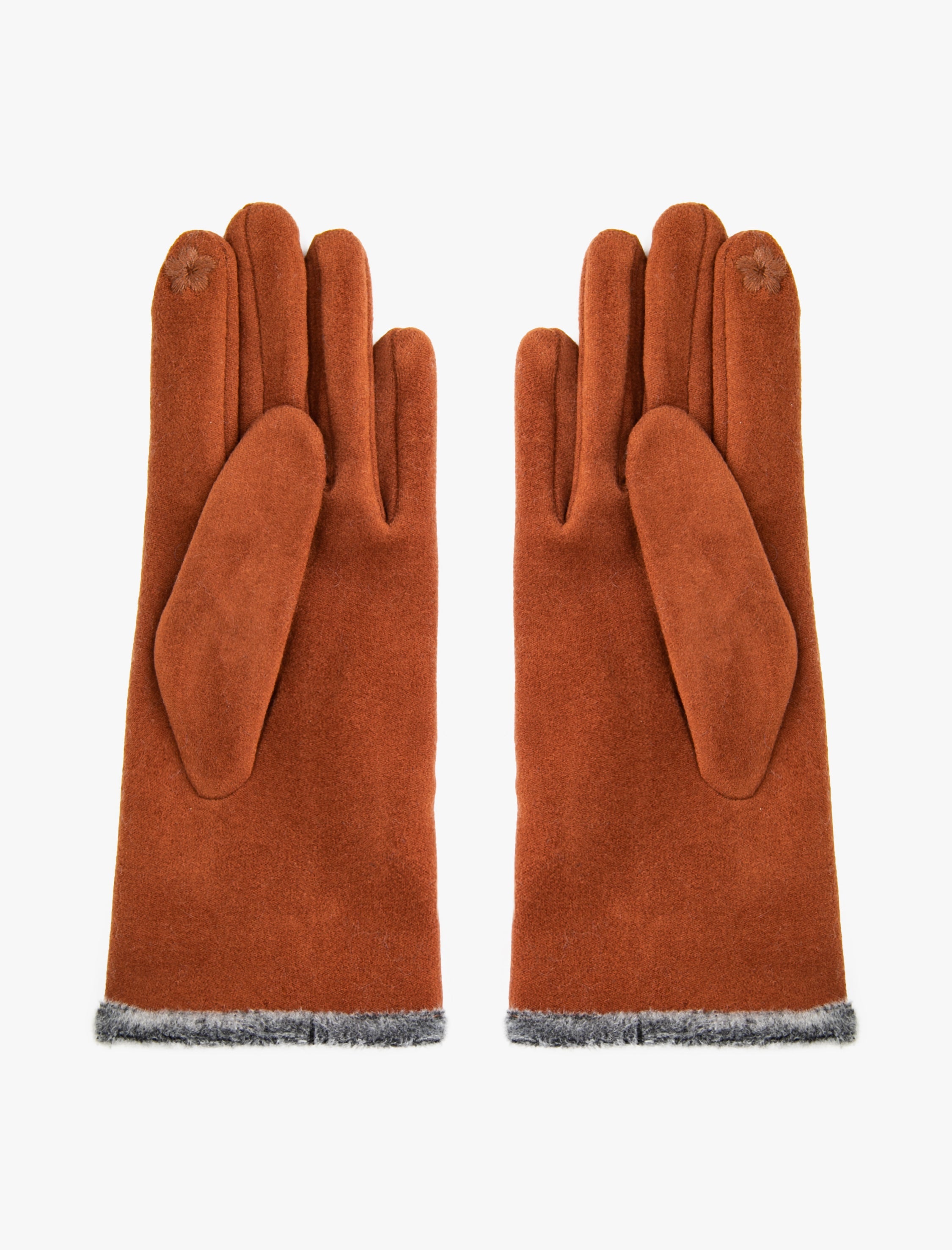 Women's Brown Suede Gloves with Bow