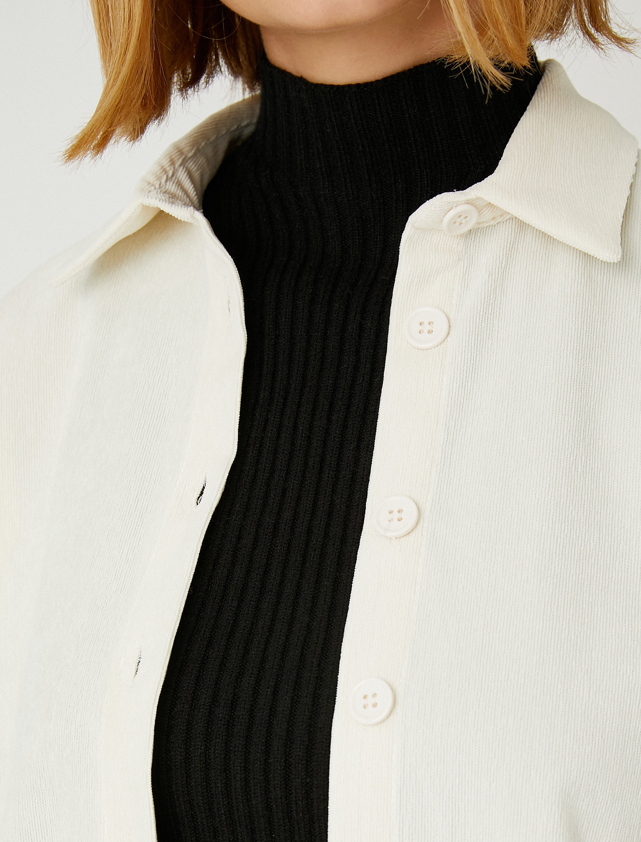 Women's Cream Oversized Cord Shacket