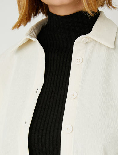 Women's Cream Oversized Cord Shacket