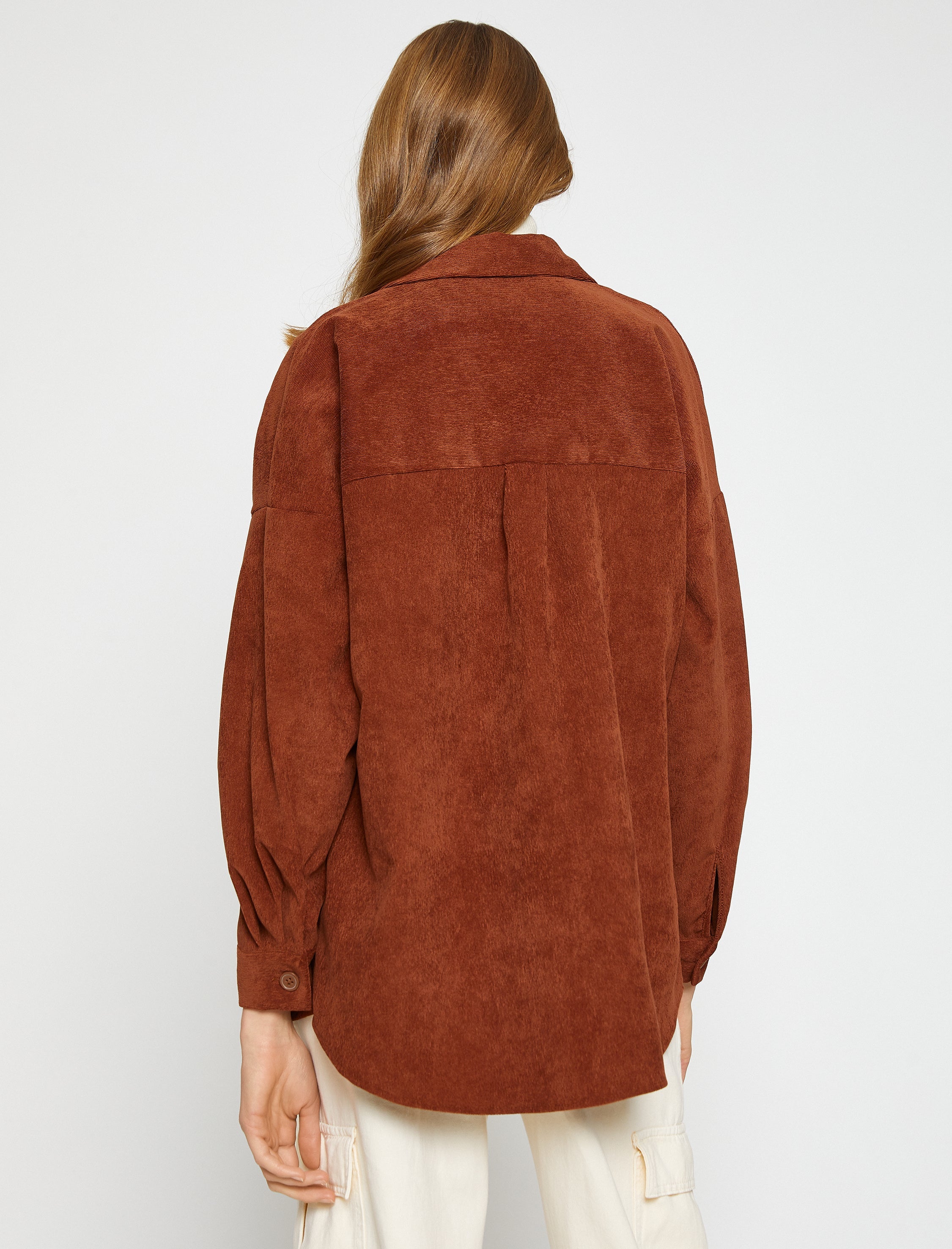 Women's Brown Oversized Cord Shacket