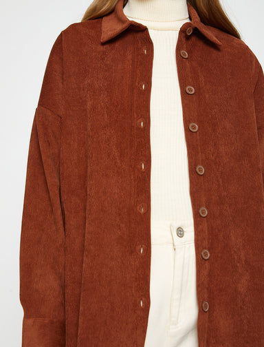 Women's Brown Oversized Cord Shacket