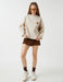 Women's Crew Neck Graphic Sweathirt in Beige