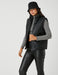 Women's Vegan Leather Puffer Vest in Black