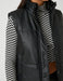 Women's Vegan Leather Puffer Vest in Black