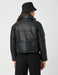 Women's Vegan Leather Puffer Jacket in Black