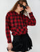 Women's Red Plaid Hooded Flannel Shirt