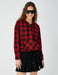 Women's Red Plaid Hooded Flannel Shirt