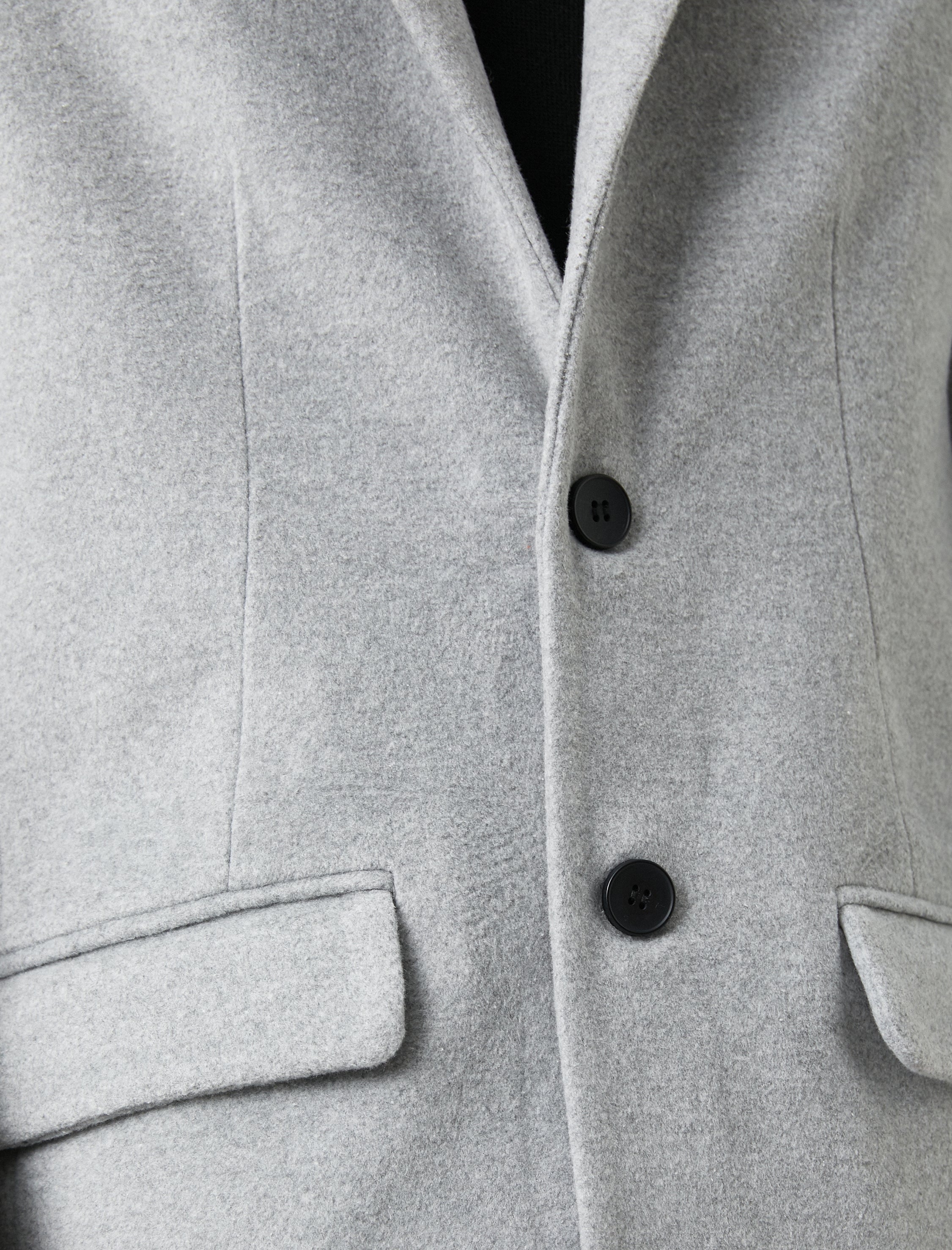 Men's Classic Grey Overcoat with Notch Lapel