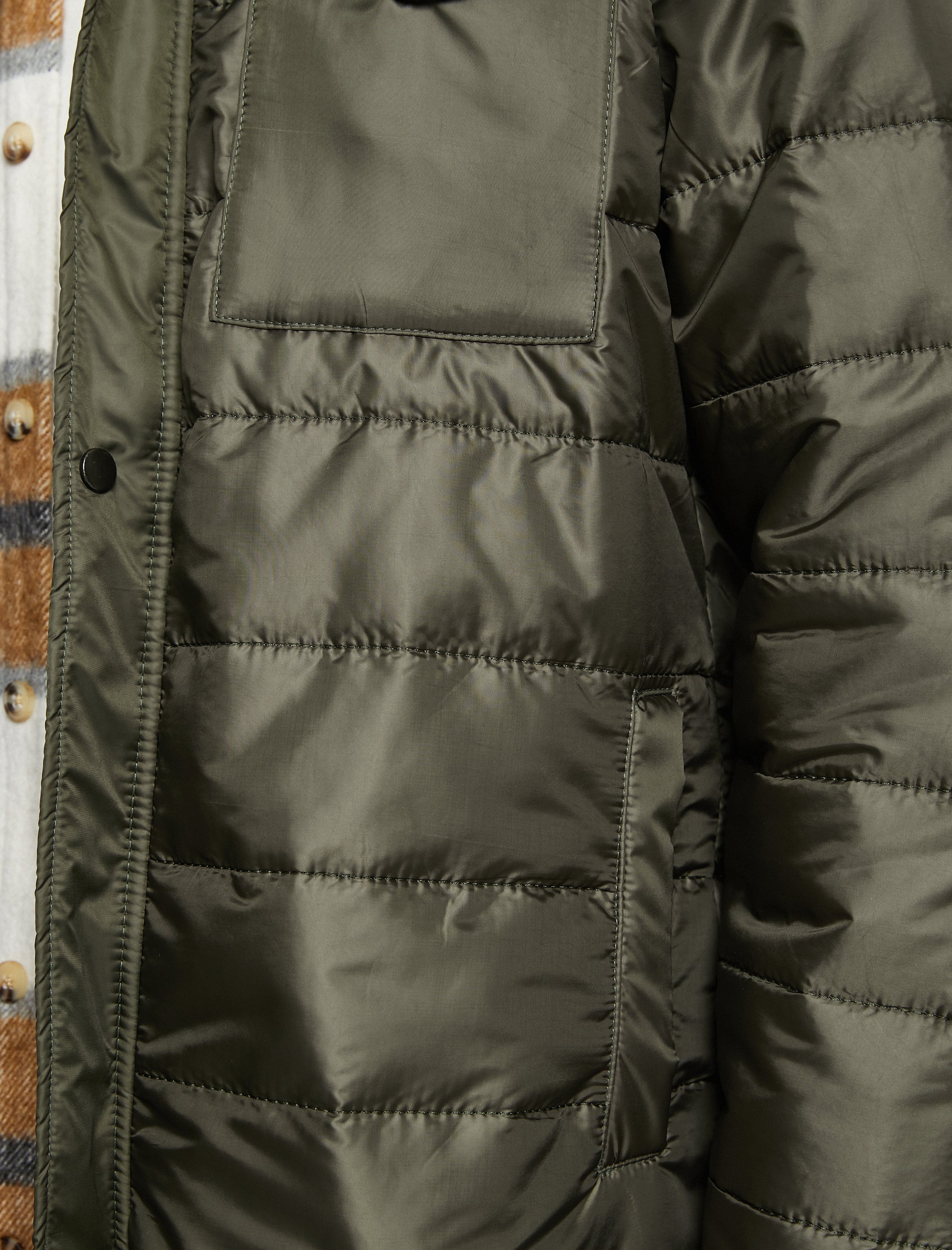 Men's Green Quilted Puffer Jacket with Chest Pockets