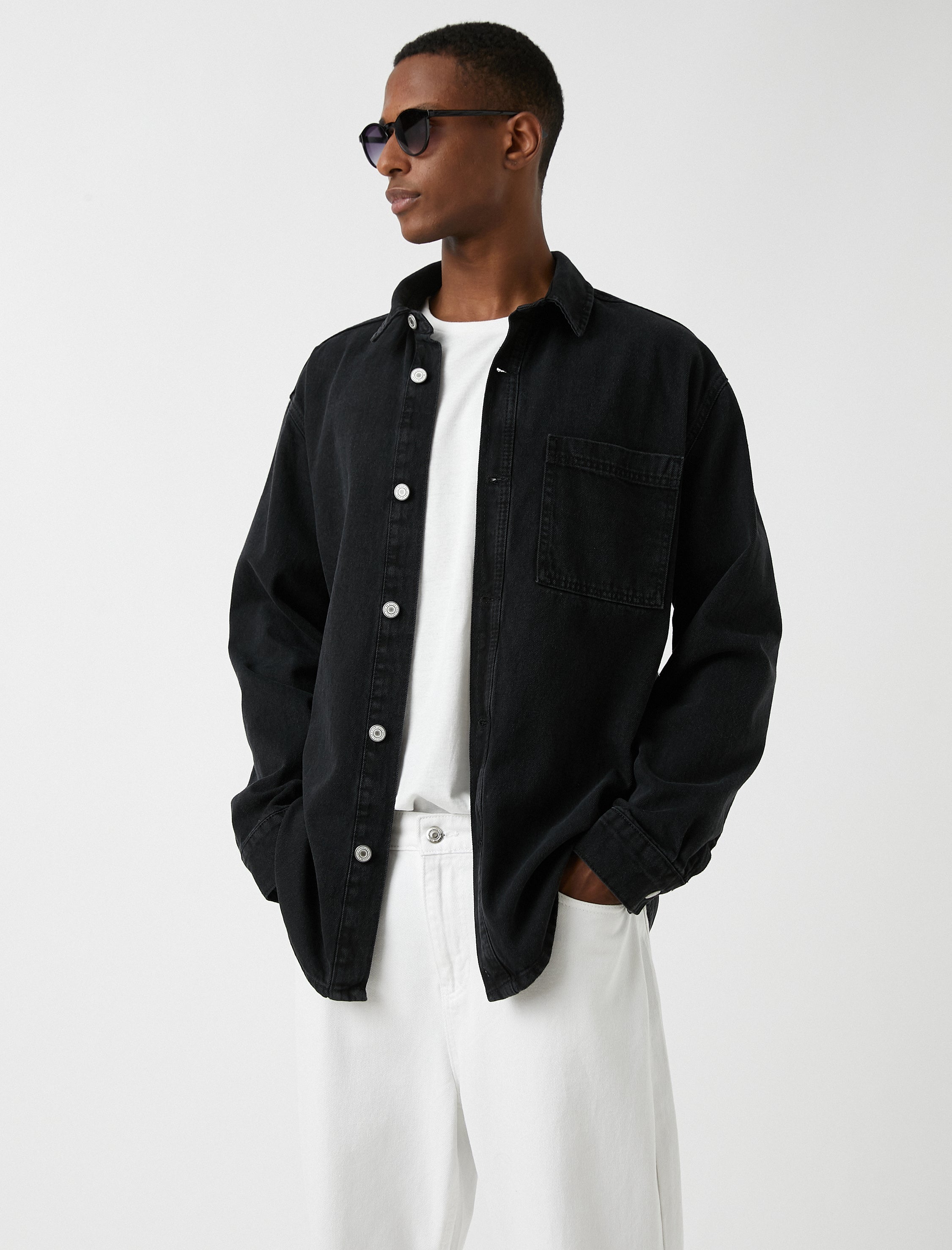 Men's Black Denim Overshirt