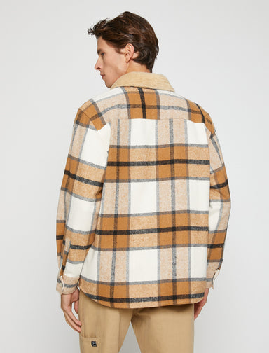 Men's Sherpa Collar Plaid Overshirt Jacket