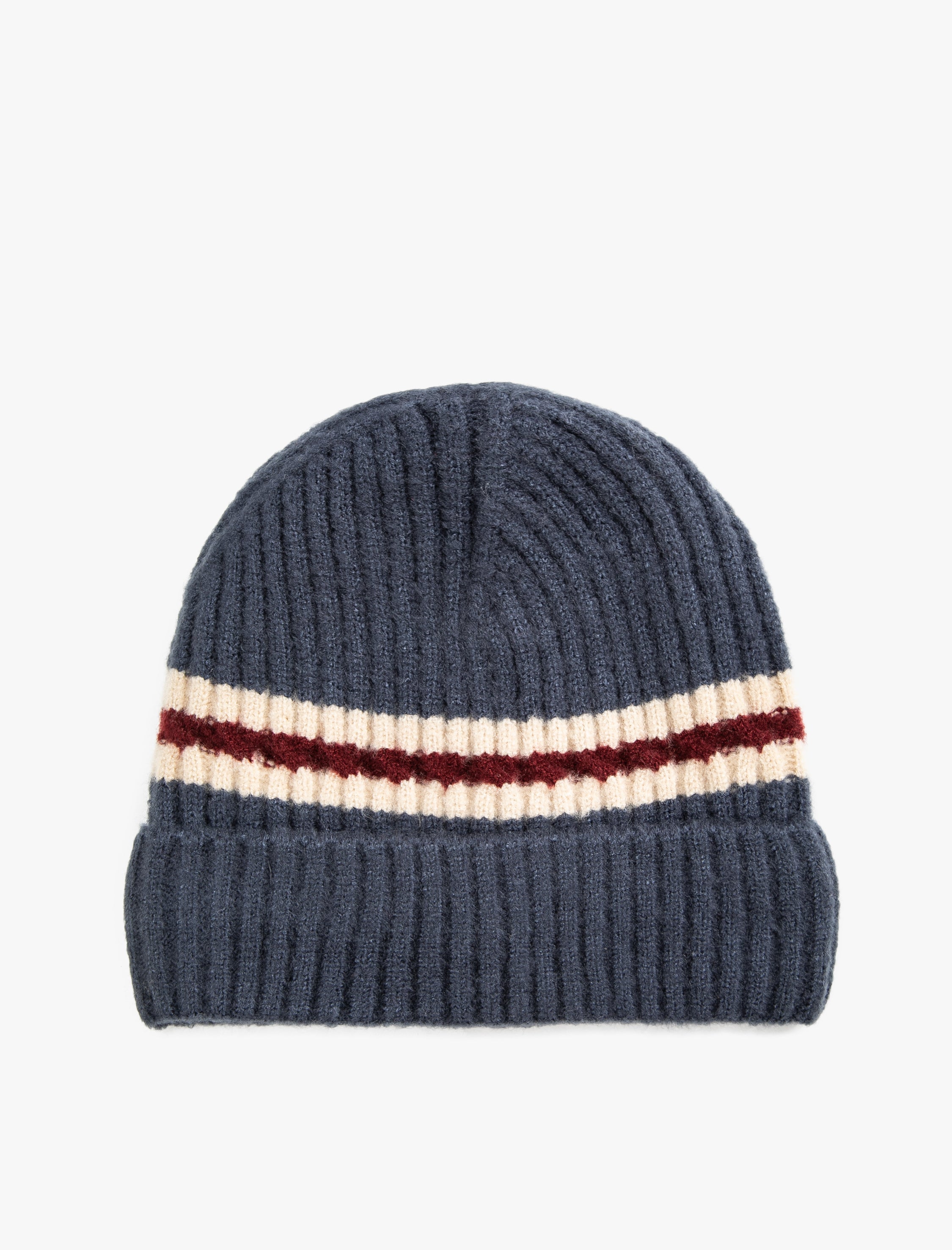 Men's Striped Cuffed Cabin Toque in Navy