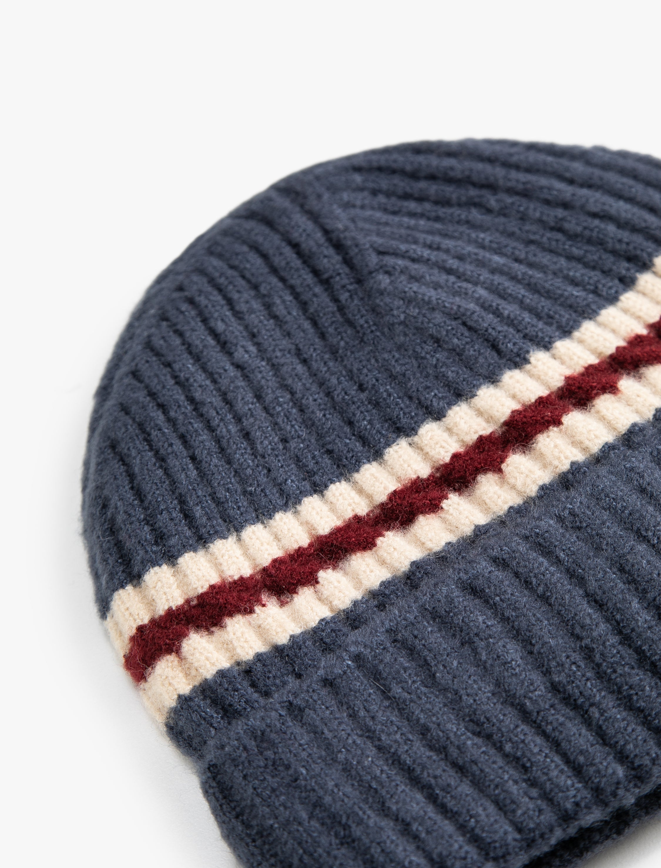 Men's Striped Cuffed Cabin Toque in Navy