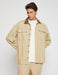 Men's Beige Overshirt Jacket with Contrast Collar