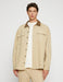 Men's Beige Overshirt Jacket with Contrast Collar