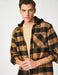 Men's Beige Plaid Lumberjack Shirt with Hood and Pocket