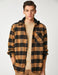 Men's Beige Plaid Lumberjack Shirt with Hood and Pocket