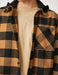 Men's Beige Plaid Lumberjack Shirt with Hood and Pocket